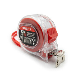 Rodex 5m x 25mm Mıknatıslı Şeffaf Şerit Metre - Rodex